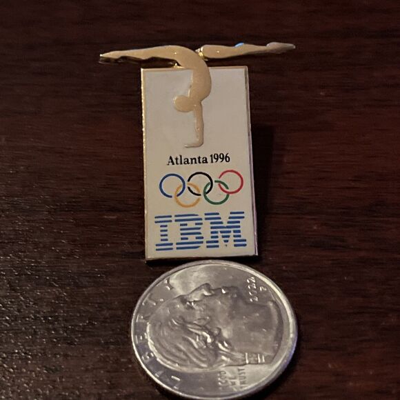 1996 Atlanta Olympics IBM‎ Gymnastics Lapel Hat Pin - Picture 2 of 4